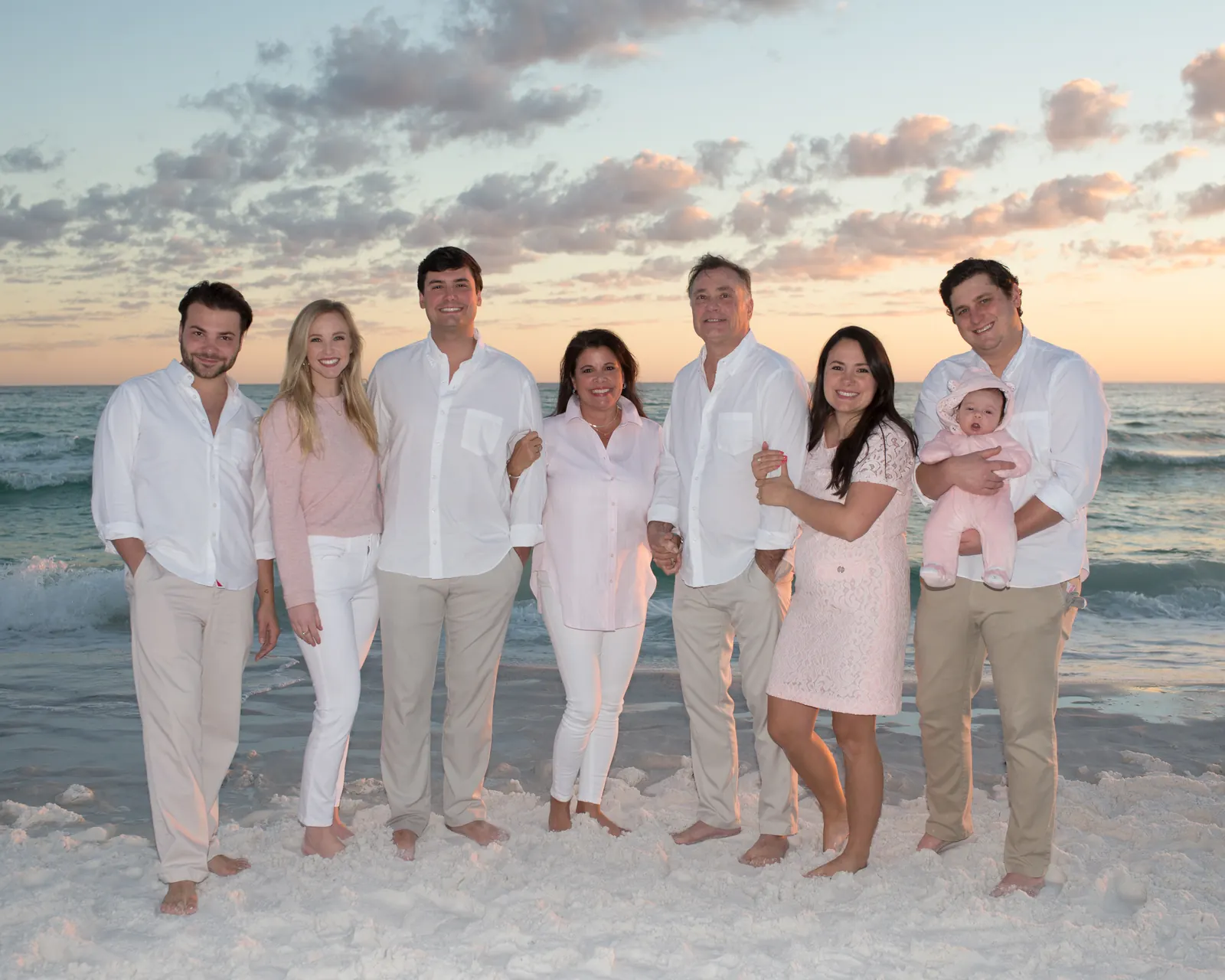 Extended family at sunset