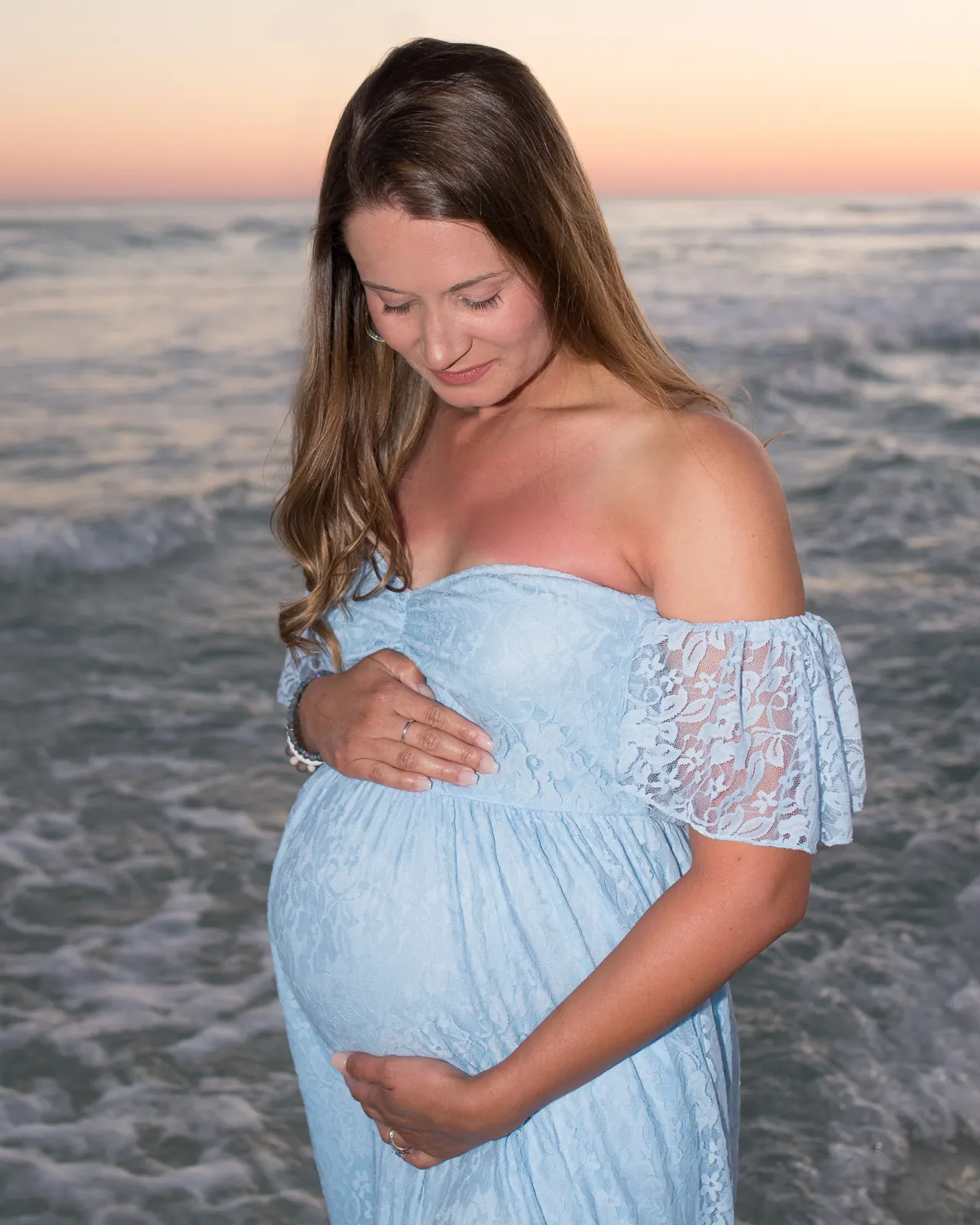 Maternity portrait at sunset