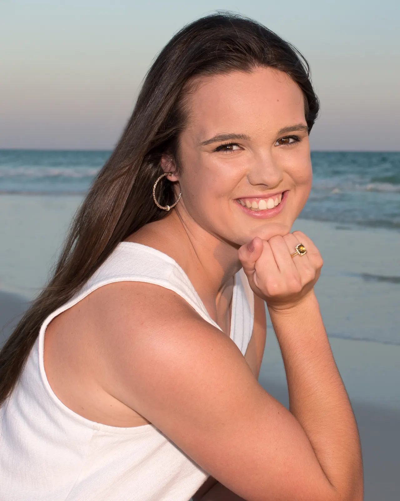 High school senior portrait on the beach