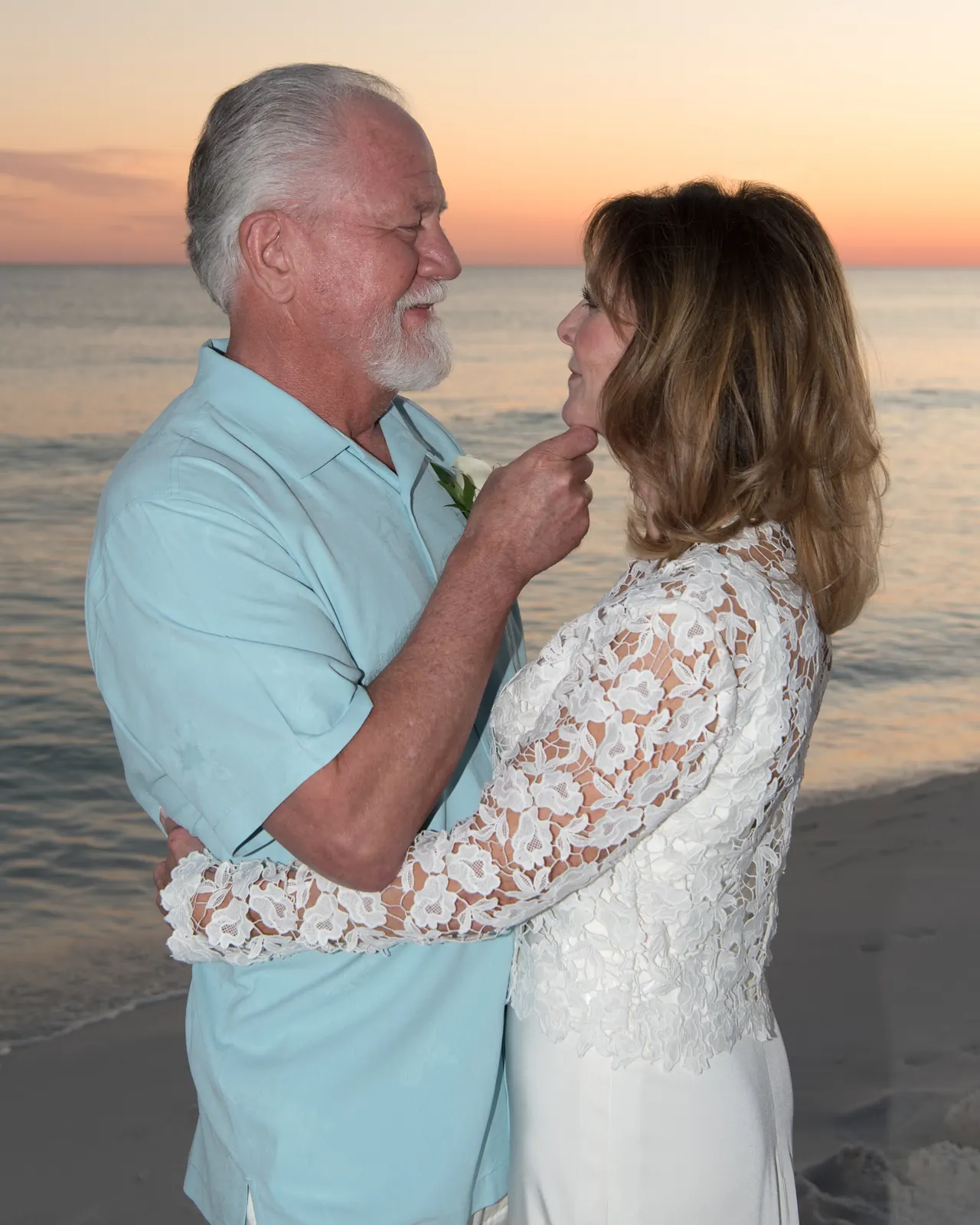 Vow renewal at sunset